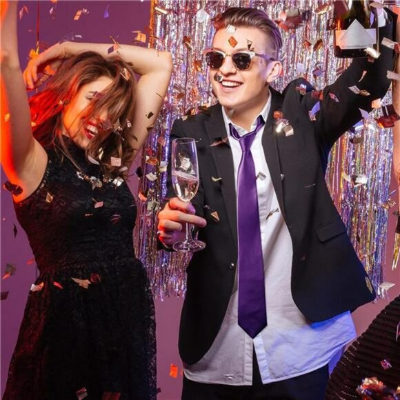 mens satin necktie set solid color ties formal wedding business office accessori - Picture 7 of 8